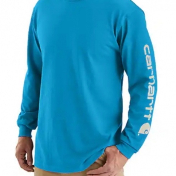 Carhartt Men’s Blue Long Sleeve T-Shirt Loose Fit Logo Sleeve Size M - Picture 2 of 8